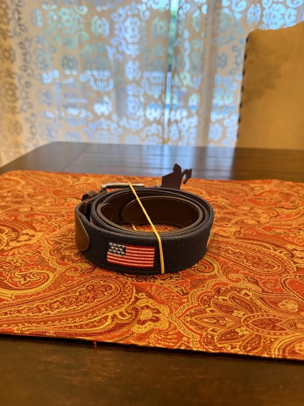 Penguin Men's Size 32 Navy American Flag Belt MSRP $60